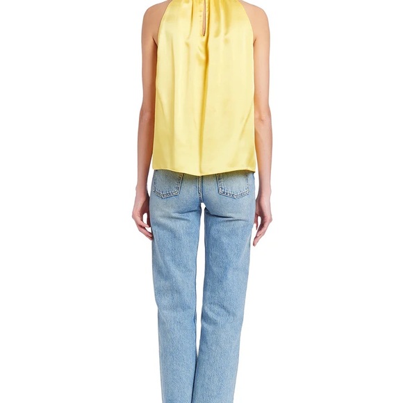 Amanda Uprichard Chaya Top Canary Yellow 100% Silk Mock Neck Small - Picture 2 of 13